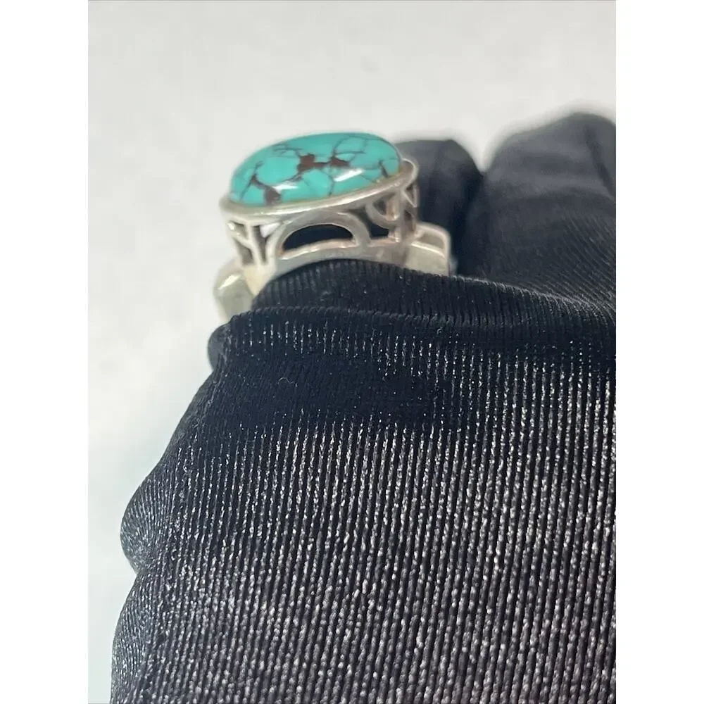 vintage silpada sterling silver 925 Square Pinky Ring Faux Oval Turquoise Size 6